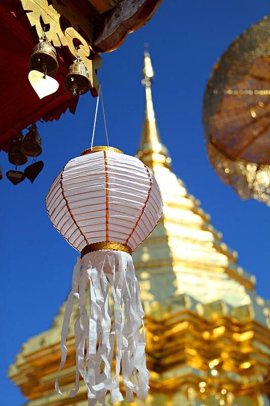 Metro Poster featuring the photograph Chinese Lantern at Wat Phrathat Doi Suthep by Metro DC Photography