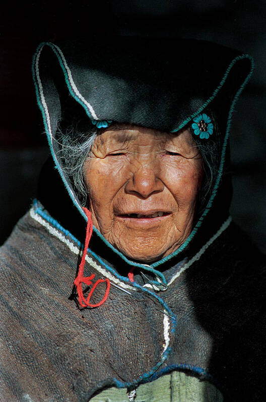 Grandmother Poster featuring the photograph Chipaya culture grandmother. Department of Oruro. Republic of Bolivia. by Eric Bauer