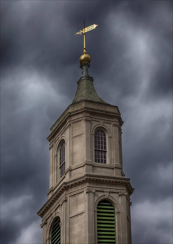 Church Steeple Poster featuring the photograph Church Steeple and Storm Clouds by Robert Ullmann