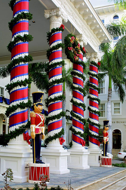 Travel Poster featuring the photograph Columns in Christmas Wrap by Linda Phelps