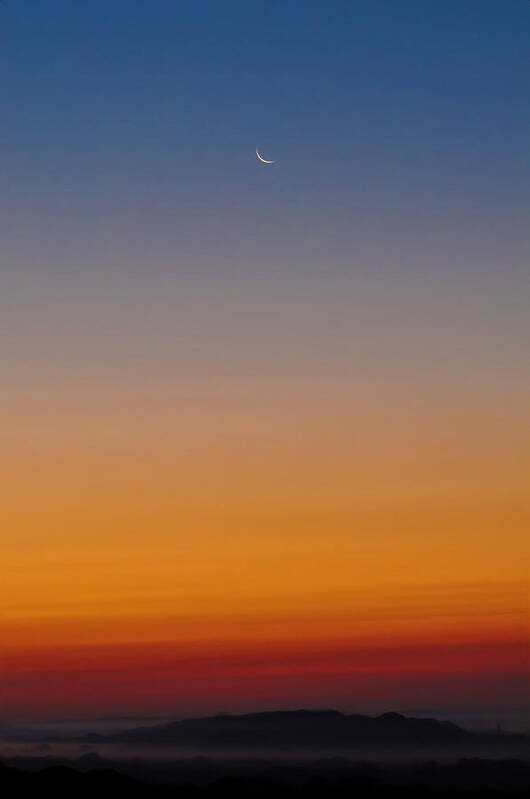 Crescent Moon Before Sunrise Poster featuring the photograph Crescent Moon before Sunrise by Bill Cannon