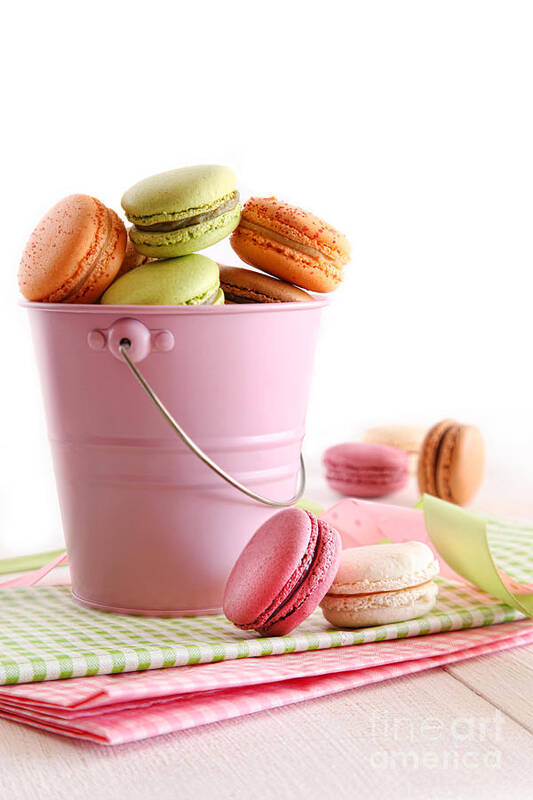 Assorted Poster featuring the photograph Delicious French Macaroons on table by Sandra Cunningham