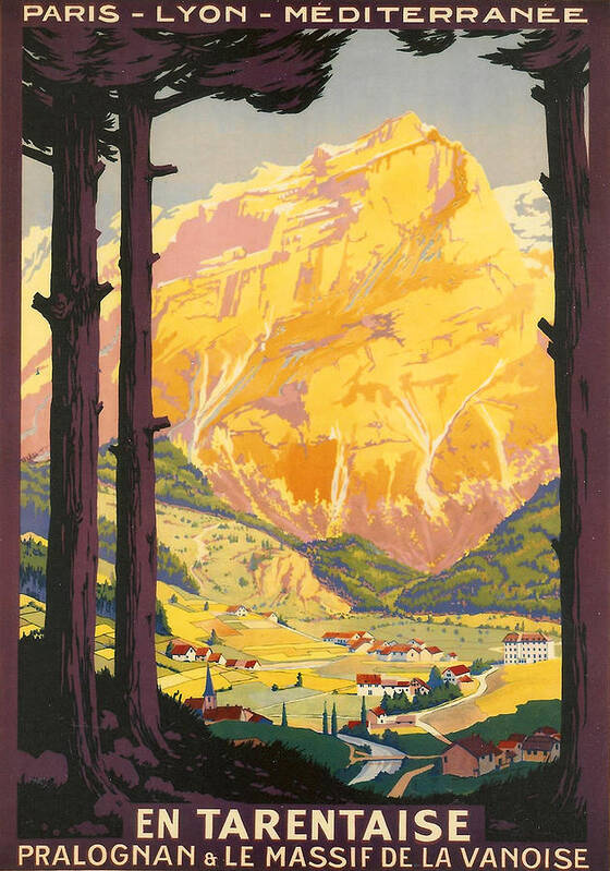 Vintage Travel Poster featuring the digital art En Tarentaise - Vintage French Travel by Georgia Clare