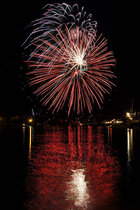 Bill Pevlor Poster featuring the photograph Fireworks Reflections by Bill Pevlor