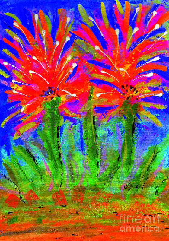 Vibrant Poster featuring the painting Funky Flower Towers by Angela L Walker