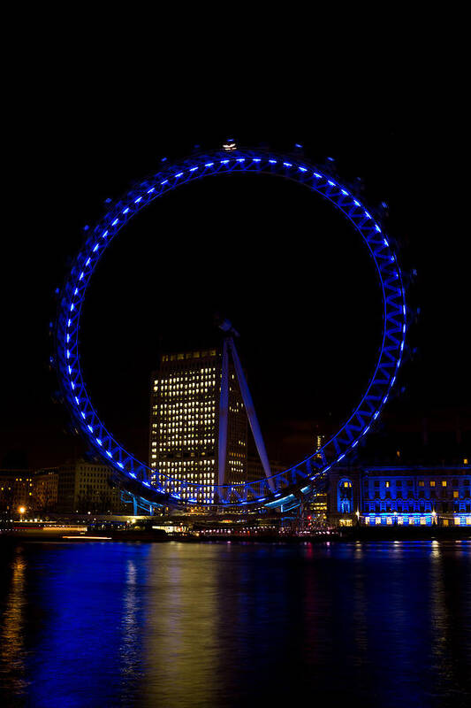 London Eye Poster featuring the photograph London Eye and River Thames View by David Pyatt