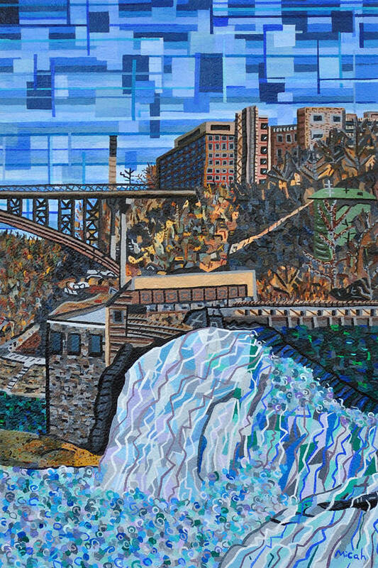 Lower Falls Poster featuring the painting Lower Falls by Micah Mullen