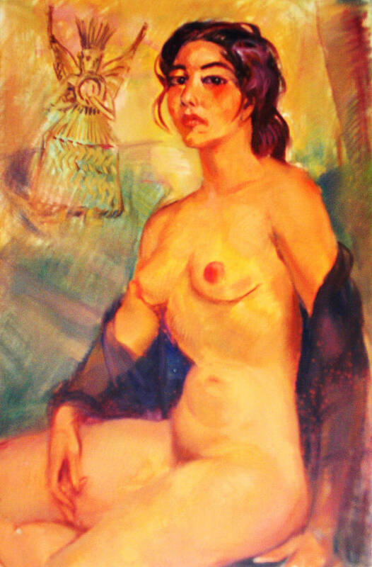 Indian Poster featuring the painting Mexican Indian Nude Beauty by Aileen Markowski