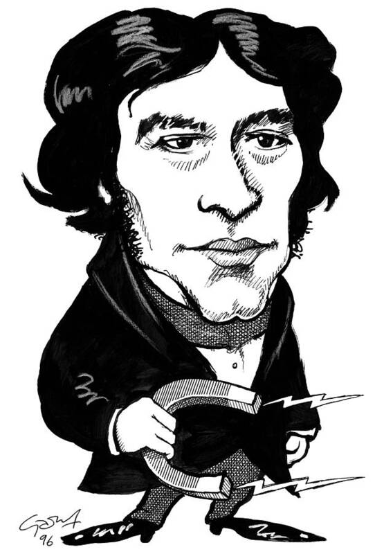 Michael Faraday Poster featuring the photograph Michael Faraday, Caricature by Gary Brown