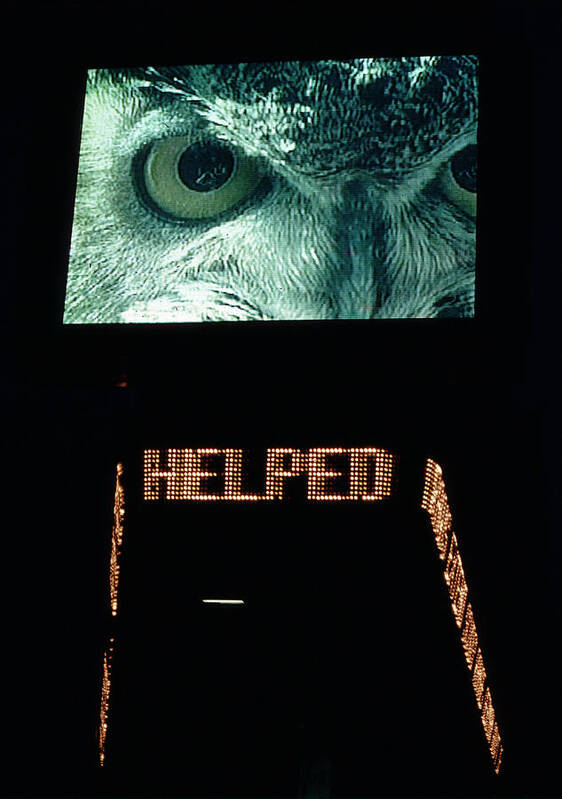 Unusual Poster featuring the photograph Owl Eye Zipper Sign Times Square by Tom Wurl