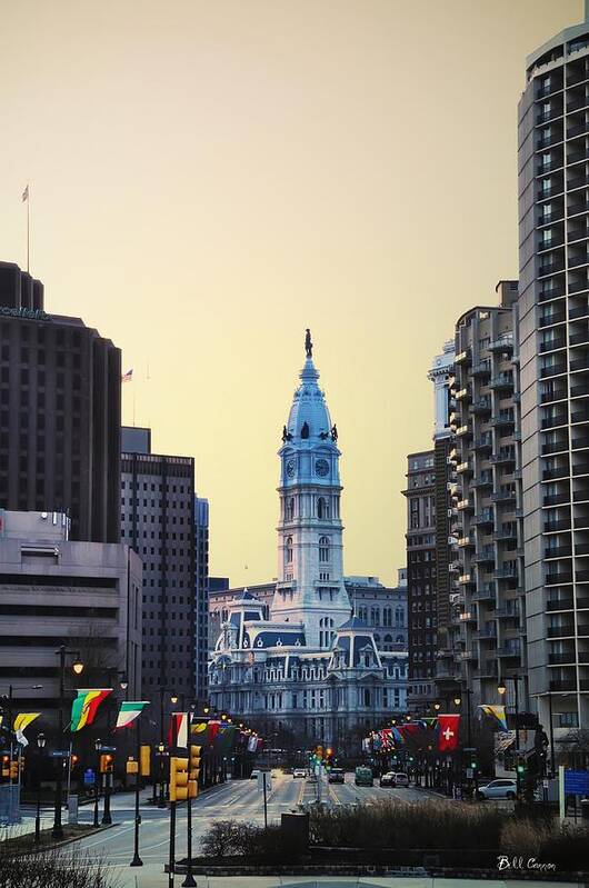 Philadelphia Cityhall At Dawn Poster featuring the photograph Philadelphia Cityhall at Dawn by Bill Cannon