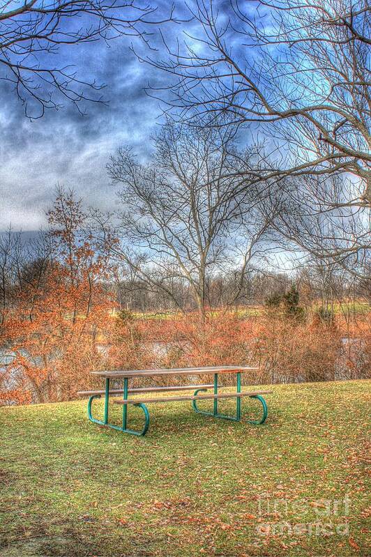 Hdr Poster featuring the photograph Picnic Table by Jeremy Lankford