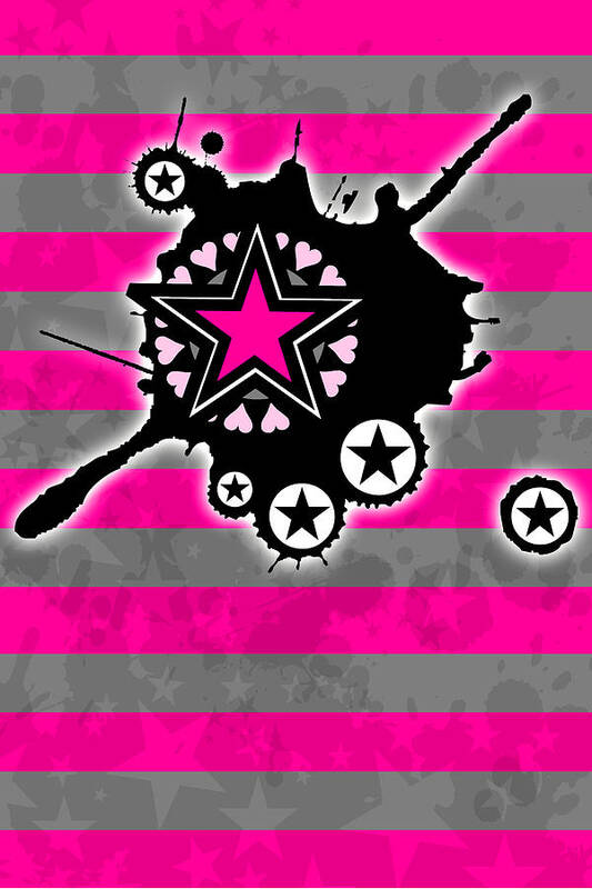 Star Poster featuring the digital art Pink Star 4 of 6 by Roseanne Jones