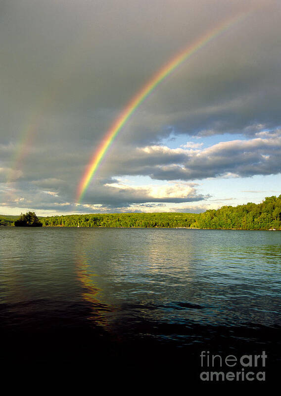 Allegheny Plateau Poster featuring the photograph Rainbow Over Lake Wallenpaupack by Michael P Godomski and Photo Researchers