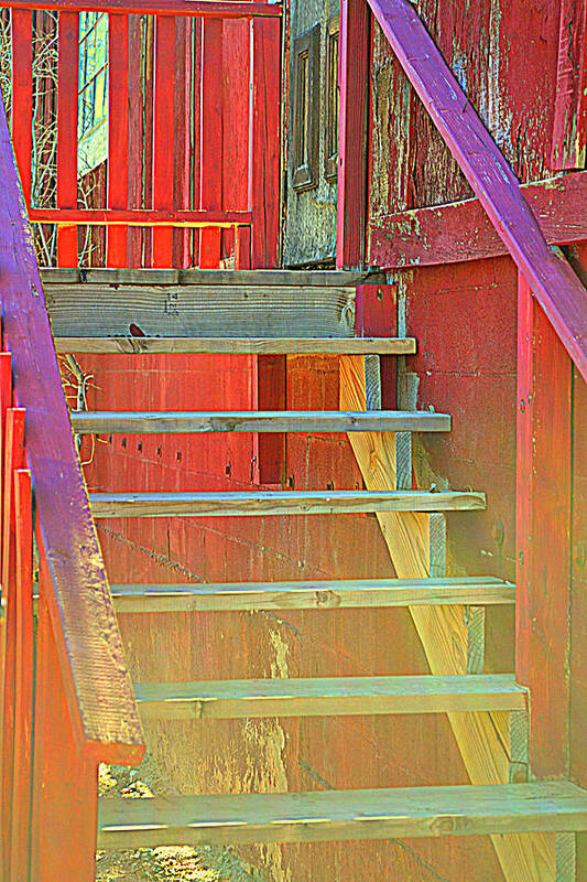 Old Wooden Stairway Poster featuring the photograph Rainbow Walk by Diane montana Jansson