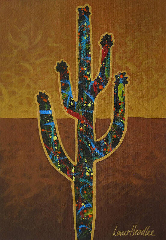 Cactus Poster featuring the painting Saguaro Gold by Lance Headlee