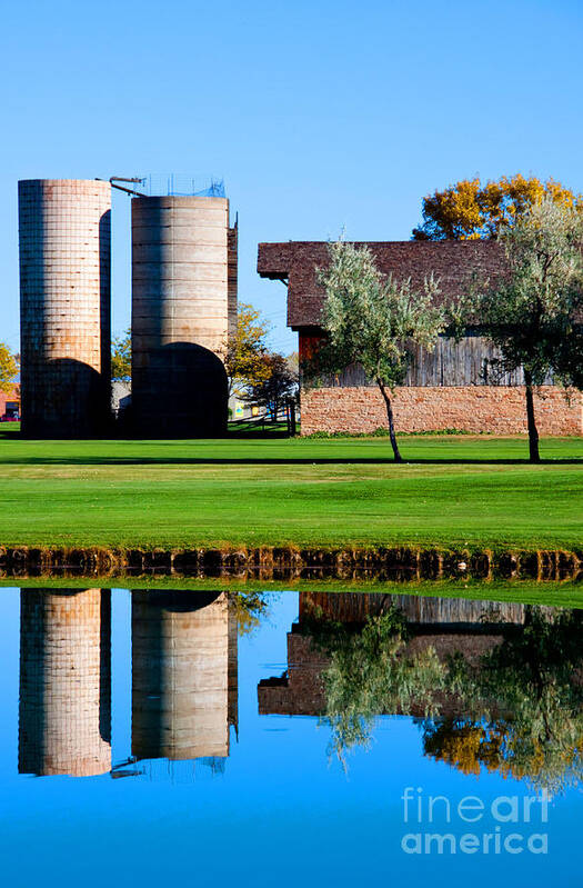 Silo Poster featuring the photograph Silos on the Green by Dana Kern