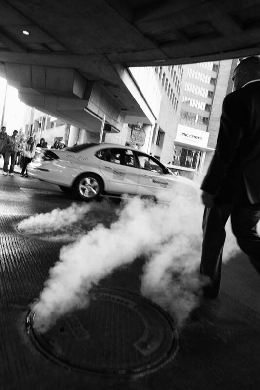 Street Photography Black And White Indianapolis Indiana Poster featuring the photograph Steam by Vinnie Oliveri