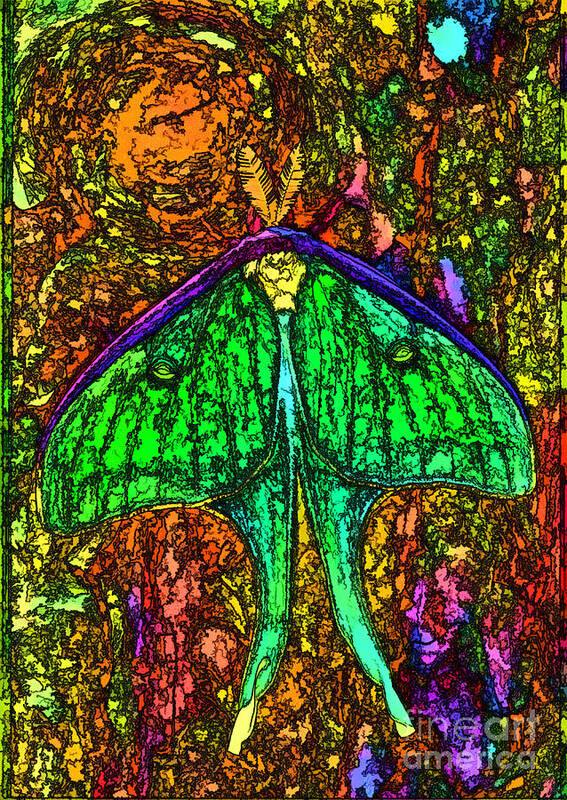 Luna Moth Poster featuring the photograph Stylized Luna Moth by Clare VanderVeen
