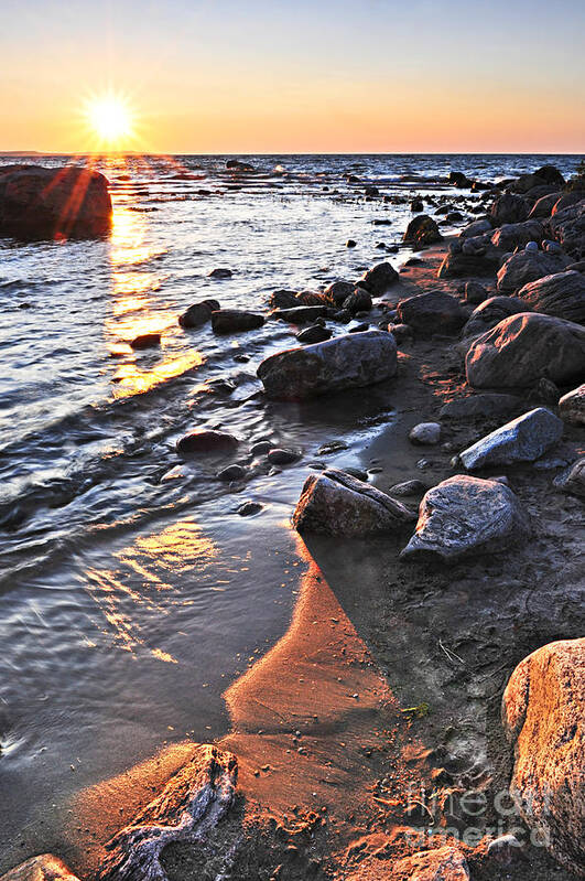Sunset Poster featuring the photograph Sunset on Georgian Bay by Elena Elisseeva