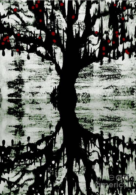 Black And White Tree Poster featuring the painting The Tree The Root by Amy Sorrell