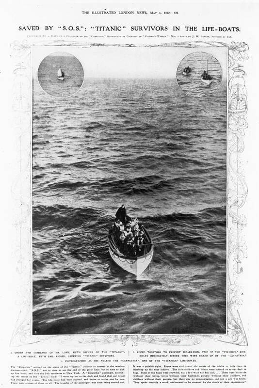 1912 Poster featuring the photograph Titanic: Life-boat, 1912 by Granger