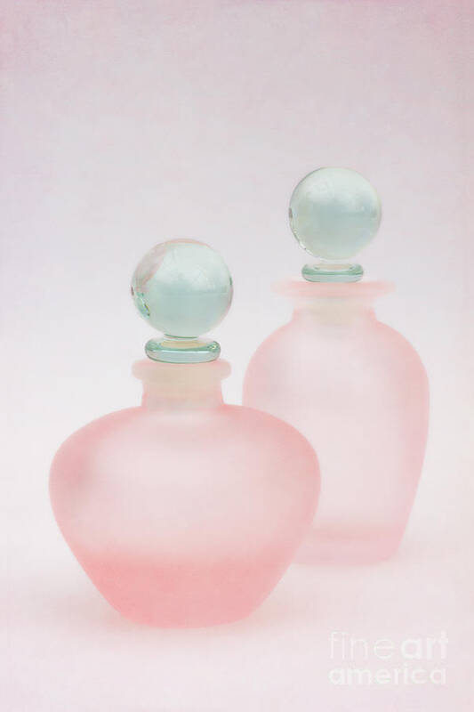 Perfume Bottle Poster featuring the photograph Two Pink Frosted Perfume Bottles by Ann Garrett