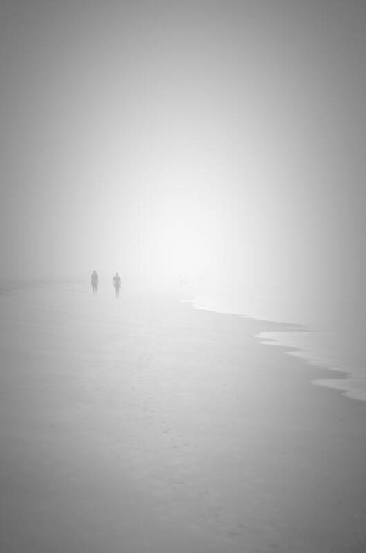 Beach Poster featuring the photograph Walk In The Fog by Bill Martin