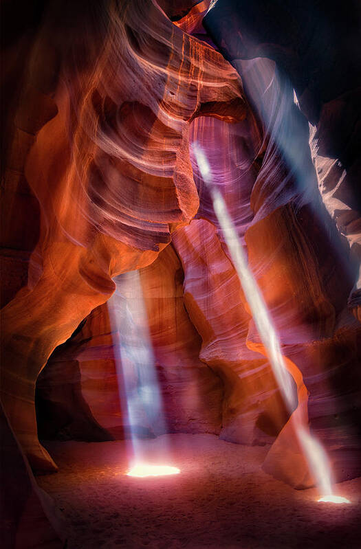 Arizona Poster featuring the photograph Antelope Canyon's Many Beams #1 by Michael Ash
