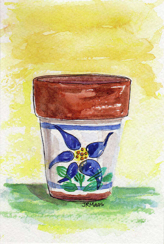 Colorado Columbine Poster featuring the painting Columbine Container #2 by Julie Maas