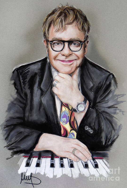 Elton John Poster featuring the painting Elton John #1 by Melanie D
