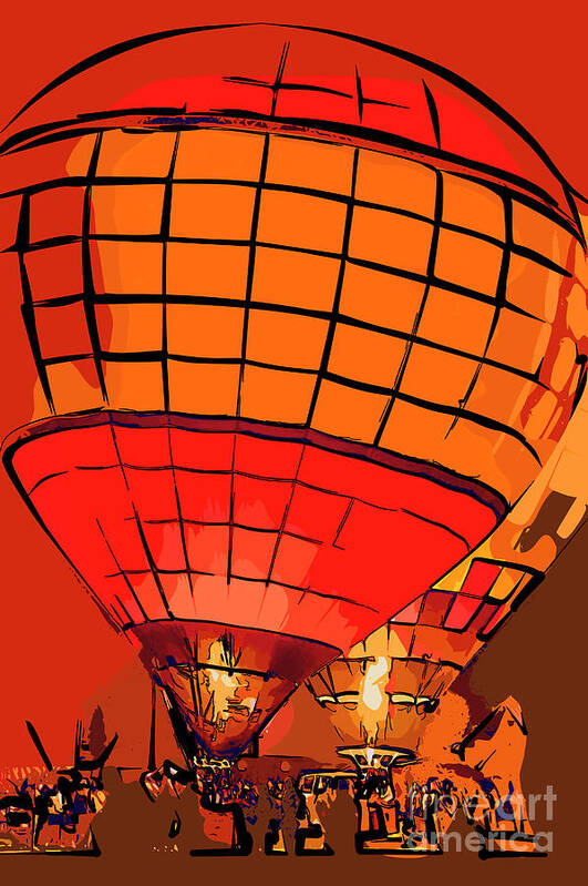 Hot-air-balloons Poster featuring the digital art Evening Glow Red And Yellow In Abstract #2 by Kirt Tisdale