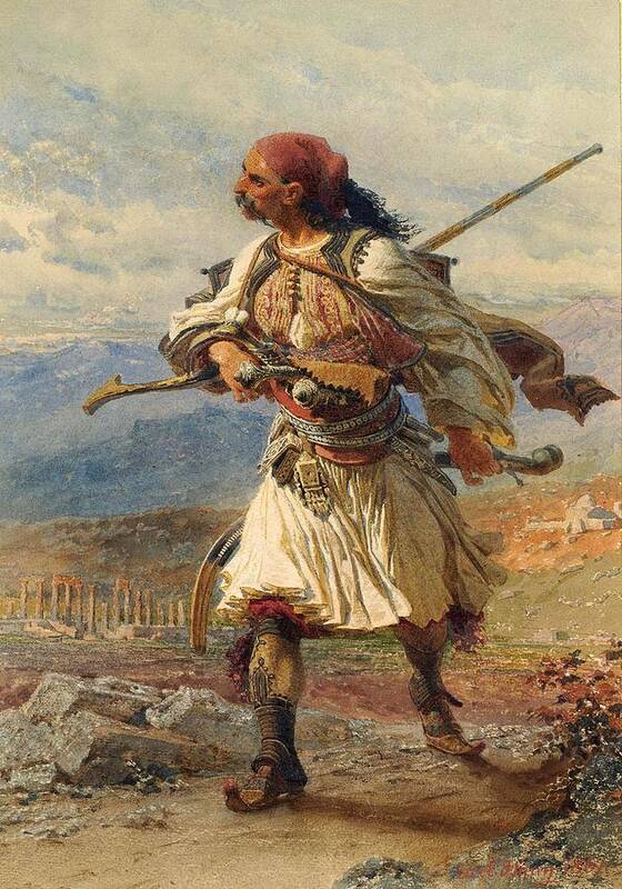 Carl Haag Poster featuring the painting Greek Warrior #5 by Carl Haag
