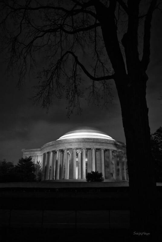 american History Poster featuring the photograph Jefferson Memorial at Night #1 by Sanjay Nayar