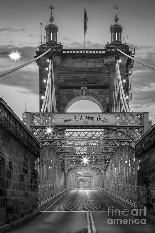 America Poster featuring the photograph John A. Roebling Suspension Bridge #1 by Inge Johnsson