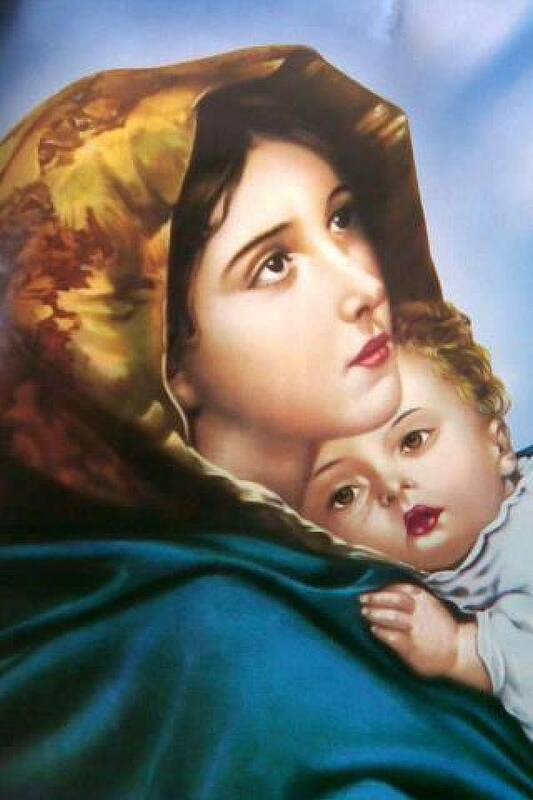 Christmas Poster featuring the painting Mary and Baby Jesus by Artist Unknown