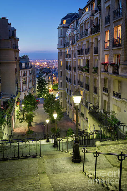 Paris Poster featuring the photograph Montmartre Steps at Twilight by Brian Jannsen