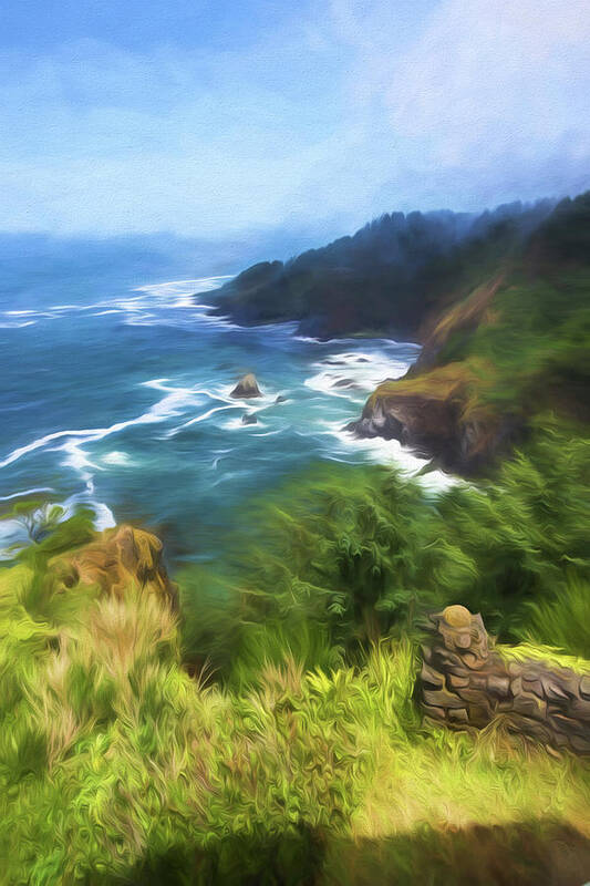 Painterly Poster featuring the painting Oregon Coast #1 by Bonnie Bruno