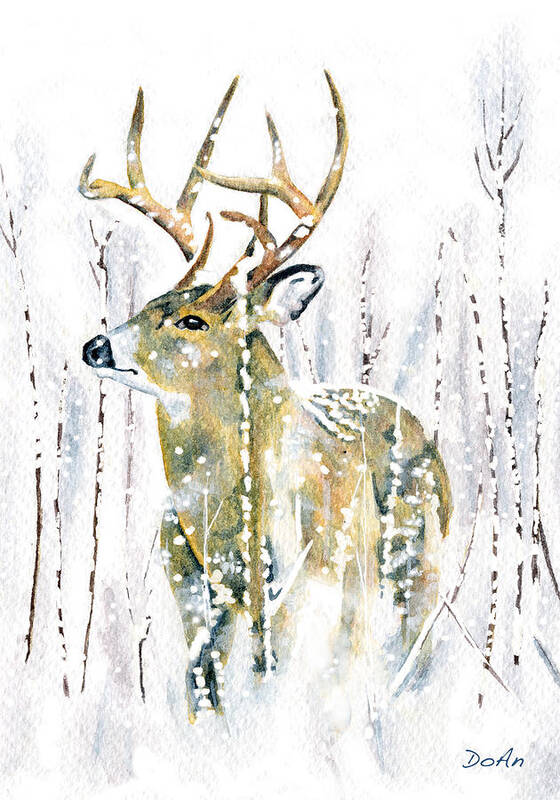 Stag Poster featuring the painting Winter Deer by Antony Galbraith