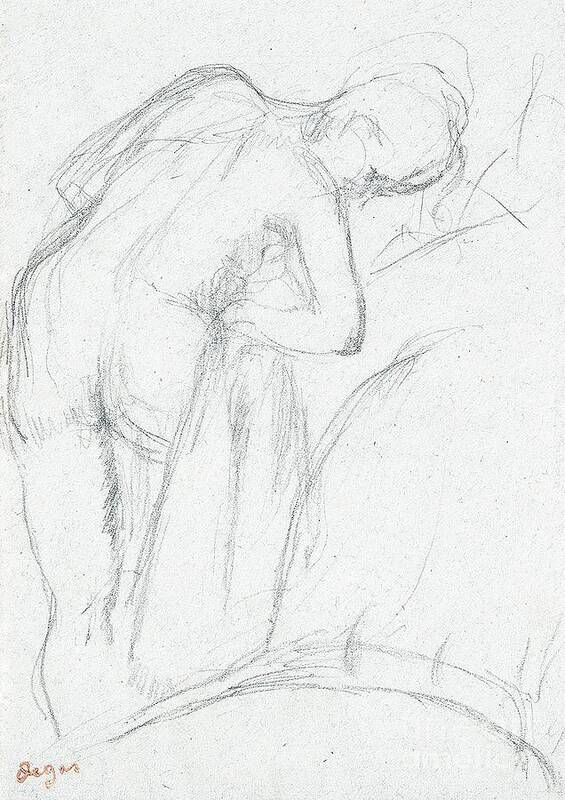 Degas Poster featuring the drawing After the Bath by Edgar Degas