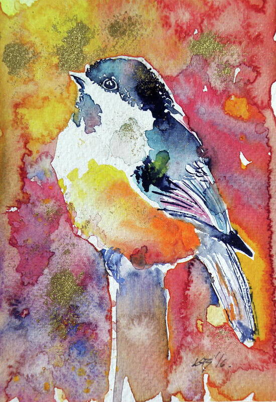 Bird Poster featuring the painting Bird #10 by Kovacs Anna Brigitta