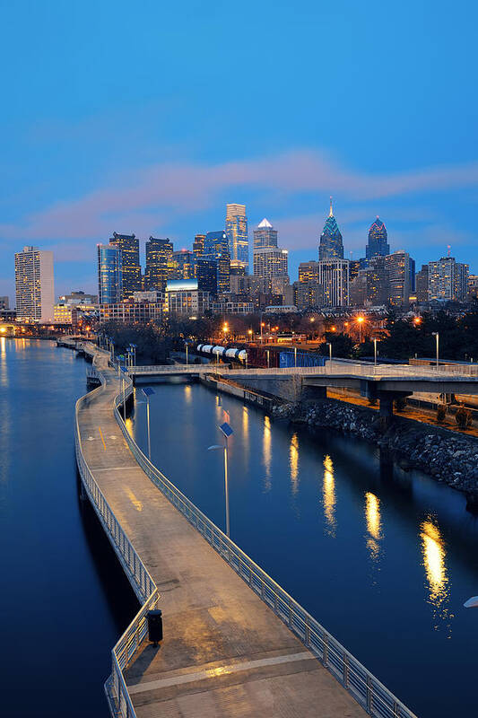 Philadelphia Poster featuring the photograph Philadelphia Skyline #11 by Songquan Deng