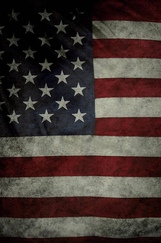 Closeup Poster featuring the photograph American flag 62 by Les Cunliffe