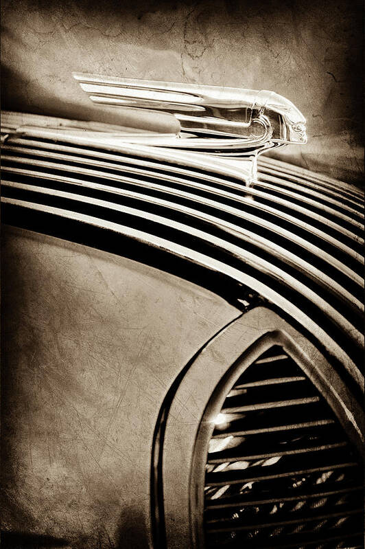 1936 Pontiac Hood Ornament Poster featuring the photograph 1936 Pontiac Hood Ornament -1140s by Jill Reger