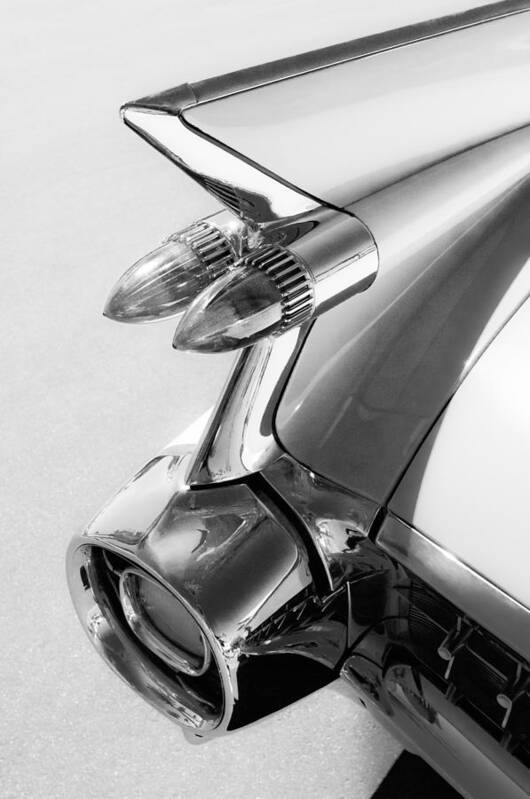 1959 Cadillac Eldorado 62 Series Taillight Poster featuring the photograph 1959 Cadillac Eldorado 62 Series Taillight -213bw by Jill Reger