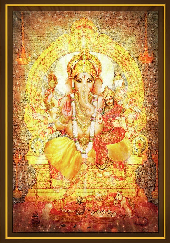 Ganesha Poster featuring the mixed media Ganesha Ganapati - Success #1 by Ananda Vdovic
