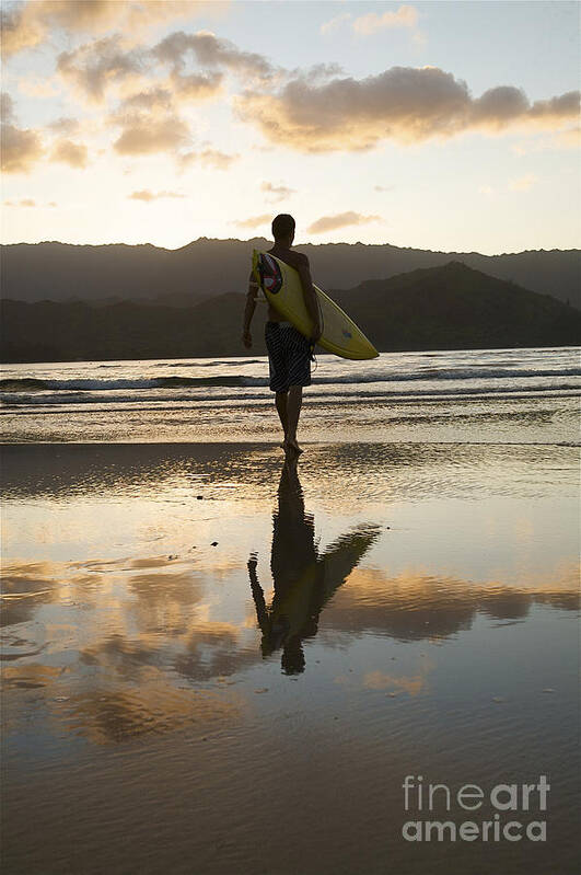 Active Poster featuring the photograph Sunset Surfer #2 by Kicka Witte - Printscapes