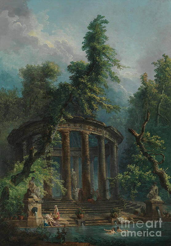 Bathers Poster featuring the painting The Bathing Pool by Hubert Robert