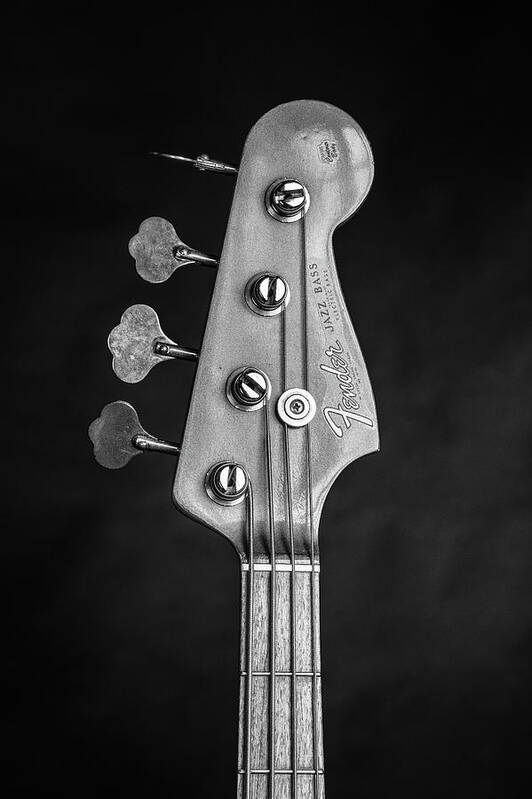 Fender Jazz Bass Poster featuring the photograph 281.1834 Fender 1965 Jazz Bass Black and White #2811834 by M K Miller