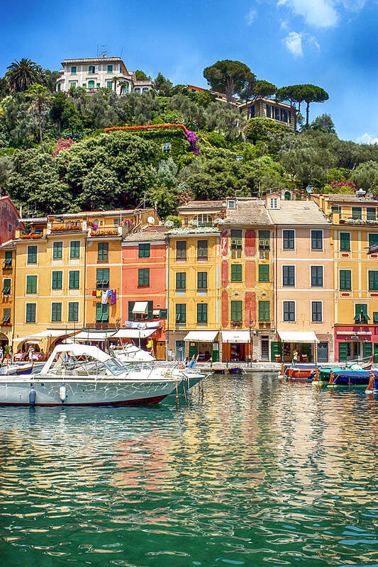Architecture; Sea; Mediterranean; Liguria; Italy; Town; Riviera; Portofino; Europe; Travel; Italian; Coast; Village; Resort; Tourism; Luxury; Summer; Landscape; Boat; Famous; Harbor; Scenic; Coastal; Vacation; Panoramic; Port; Traditional; Sightseeing; Building; Beautiful; European; View; Wealthy; Picturesque; Italia; Skyline; Ligurian; Spectacular; Coastline; Buildings; Architectural; Scenery; Lavish; Wealthy Lifestyle; Tuscany; Lifestyle Poster featuring the photograph Portofino Harbor #3 by Chris Smith
